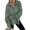 image:imageANRABESS Womens Quarter Zip Pullover Oversized SweatshirtsSage Green