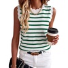 image:imageANRABESS Womens Sleeveless Scallop Sweater Vest Crew Neck Tank TopsStriped Green White