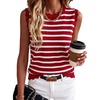 image:imageANRABESS Womens Sleeveless Scallop Sweater Vest Crew Neck Tank TopsStriped Red White