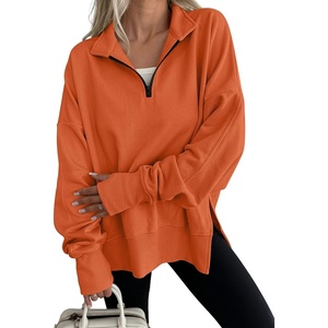 image:imageANRABESS Womens Quarter Zip Pullover Oversized SweatshirtsOrange