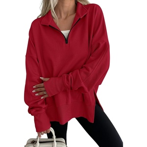 image:imageANRABESS Womens Quarter Zip Pullover Oversized SweatshirtsRed