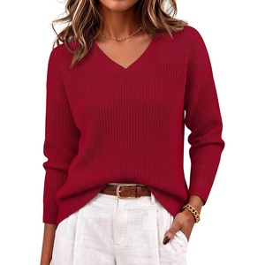 image:imageANRABESS Womens V Neck Sweater 2026 Fall OutfitsRed