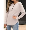 image:imageANRABESS Long Sleeve Shirts for Women Fall Henley Tops Dressy Casual BlouseBegie