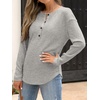 image:imageANRABESS Long Sleeve Shirts for Women Fall Henley Tops Dressy Casual BlouseGray Green
