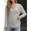 image:imageANRABESS Long Sleeve Shirts for Women Fall Henley Tops Dressy Casual BlouseGray Green
