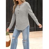 image:imageANRABESS Long Sleeve Shirts for Women Fall Henley Tops Dressy Casual BlouseGray Green