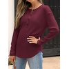 image:imageANRABESS Long Sleeve Shirts for Women Fall Henley Tops Dressy Casual BlouseRust Red