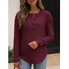 image:imageANRABESS Long Sleeve Shirts for Women Fall Henley Tops Dressy Casual BlouseRust Red