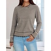image:imageANRABESS Sweaters for Women Fall Loose Fit LightweightBrown Ivory Stripe