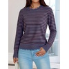 image:imageANRABESS Sweaters for Women Fall Loose Fit LightweightBurgundy Blue Stripe