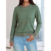 image:imageANRABESS Sweaters for Women Fall Loose Fit LightweightGreen Oatmeal Stripe