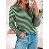 image:imageANRABESS Sweaters for Women Fall Loose Fit LightweightGreen Oatmeal Stripe