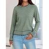 image:imageANRABESS Sweaters for Women Fall Loose Fit LightweightOlive Sky Blue Stripe