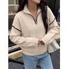 image:imageANRABESS Sweaters for Women Quarter Zip Pullover Collared 2026 Fall OutfitsAlmond
