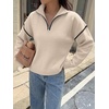 image:imageANRABESS Sweaters for Women Quarter Zip Pullover Collared 2026 Fall OutfitsAlmond