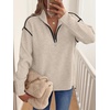 image:imageANRABESS Sweaters for Women Quarter Zip Pullover Collared 2026 Fall OutfitsAlmond