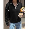 image:imageANRABESS Sweaters for Women Quarter Zip Pullover Collared 2026 Fall OutfitsBlack