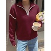 image:imageANRABESS Sweaters for Women Quarter Zip Pullover Collared 2026 Fall OutfitsBurgund