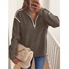 image:imageANRABESS Sweaters for Women Quarter Zip Pullover Collared 2026 Fall OutfitsCoffee