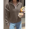 image:imageANRABESS Sweaters for Women Quarter Zip Pullover Collared 2026 Fall OutfitsCoffee