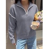 image:imageANRABESS Sweaters for Women Quarter Zip Pullover Collared 2026 Fall OutfitsDark Grey