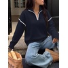 image:imageANRABESS Sweaters for Women Quarter Zip Pullover Collared 2026 Fall OutfitsDeep Blue