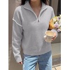 image:imageANRABESS Sweaters for Women Quarter Zip Pullover Collared 2026 Fall OutfitsGrey