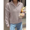 image:imageANRABESS Sweaters for Women Quarter Zip Pullover Collared 2026 Fall OutfitsGrey Khaki