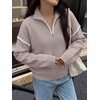image:imageANRABESS Sweaters for Women Quarter Zip Pullover Collared 2026 Fall OutfitsGrey Khaki