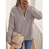 image:imageANRABESS Sweaters for Women Quarter Zip Pullover Collared 2026 Fall OutfitsGrey Khaki