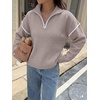 image:imageANRABESS Sweaters for Women Quarter Zip Pullover Collared 2026 Fall OutfitsGrey Khaki