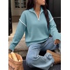 image:imageANRABESS Sweaters for Women Quarter Zip Pullover Collared 2026 Fall OutfitsLight Blue