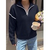 image:imageANRABESS Sweaters for Women Quarter Zip Pullover Collared 2026 Fall OutfitsNavy Blue