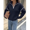image:imageANRABESS Sweaters for Women Quarter Zip Pullover Collared 2026 Fall OutfitsNavy Blue