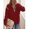 image:imageANRABESS Sweaters for Women Quarter Zip Pullover Collared 2026 Fall OutfitsRed