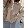 image:imageANRABESS Sweaters for Women Quarter Zip Pullover Collared 2026 Fall OutfitsTan