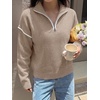 image:imageANRABESS Sweaters for Women Quarter Zip Pullover Collared 2026 Fall OutfitsTan