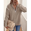 image:imageANRABESS Sweaters for Women Quarter Zip Pullover Collared 2026 Fall OutfitsTan