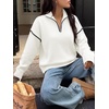 image:imageANRABESS Sweaters for Women Quarter Zip Pullover Collared 2026 Fall OutfitsWhite