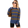 image:imageANRABESS Women Long Sleeve Ribbed Sweaters amp Thumb HoleBlue Brown Yellow Stripe
