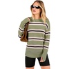 image:imageANRABESS Women Long Sleeve Ribbed Sweaters amp Thumb HoleSage Cream Black Stripe
