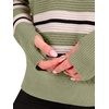 image:imageANRABESS Women Long Sleeve Ribbed Sweaters amp Thumb HoleSage Cream Black Stripe