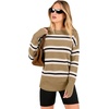image:imageANRABESS Women Long Sleeve Ribbed Sweaters amp Thumb HoleTan White Black Stripe