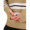 image:imageANRABESS Women Long Sleeve Ribbed Sweaters amp Thumb HoleTan White Black Stripe