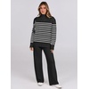 image:imageANRABESS Womens 2 Piece Outfits Sweater Matching Lounge SetsBlack White Stripe