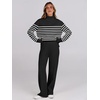 image:imageANRABESS Womens 2 Piece Outfits Sweater Matching Lounge SetsBlack White Stripe