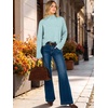image:imageANRABESS Womens Long Sleeve Mock Neck Cropped Pullover Sweaters LightweightLight Blue