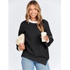 image:imageANRABESS Womens Oversized Sweaters Fall 2025 Fashion Crewneck Batwing Long Sleeve Side Slit Knit Pullover Sweater Tops BlackS