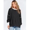 image:imageANRABESS Womens Oversized Sweaters Fall 2025 Fashion Crewneck Batwing Long Sleeve Side Slit Knit Pullover Sweater Tops BlackS
