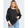 image:imageANRABESS Womens Oversized Sweaters Fall 2025 Fashion Crewneck Batwing Long Sleeve Side Slit Knit Pullover Sweater Tops BlackS